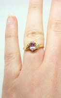 14K Gold 1.27ct Oval Pink Genuine Natural Topaz Ring with Diamonds (#J895)