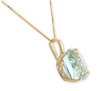 14k Yellow Gold 6.78 Carat Antique Cushion Cut Genuine Aquamarine Pendant #J6730