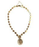 Rosette Genuine Natural Bohemian Garnet Necklace w/ Large Rosette Drop (#J6953)