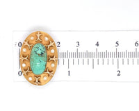 10k Yellow Gold Turquoise Pin with Seed Pearls Jewelry 1 1/8" x 3/4" (#J6886)