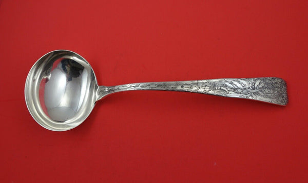 Lap Over Edge Acid Etched by Tiffany and Co Sterling Silver Oyster Ladle 11 1/4"