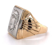 10k Yellow Gold and Silver Warrior Intaglio Men's Ring Size 8 Jewelry (#J5705)