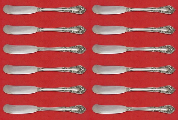 Chateau Rose by Alvin Sterling Silver Butter Spreader flat handle Set 12pcs