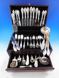 Antique Hammered by Shreve Sterling Silver Flatware Set Service Dinner 105 pcs