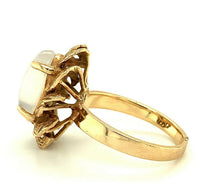 14k Yellow Gold Large White Flash Genuine Natural Moonstone Ring (#J5306)