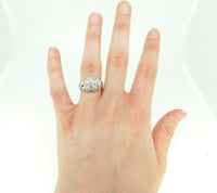 18k White Gold Genuine Natural Diamond Flower Ring 3/4ct (#J1778)