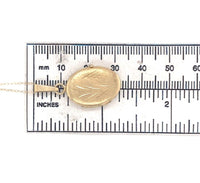 14k Yellow Gold Italian Oval Locket with Engraved Design and 14k Chain (#J6522)