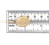 14k Yellow Gold Italian Oval Locket with Engraved Design and 14k Chain (#J6522)