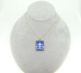 Kaufmann 14K Gold Intarsia Pendant with Genuine Natural Opal Cross (#J4373)