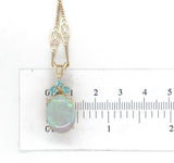 14k Gold Oval 6.24 Carat Australian Genuine Natural Opal Pendant Apatite #J6716