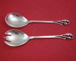 Danish Sterling by Various Makers Sterling Silver Salad Serving Set 10 1/4"