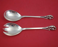 Danish Sterling by Various Makers Sterling Silver Salad Serving Set 10 1/4"