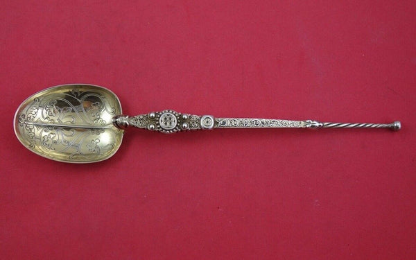 English Victorian Sterling Silver Coronation Spoon replica Vermeil 1902 9 7/8"