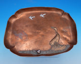 Applied Metals by Gorham Copper Tray with Silver Birds Stork Snail #B65 (#9020)