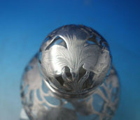 Alvin Glass Dresser Jar w/ Sterling Silver Overlay Floral #3109 6" x 5" (#5940)