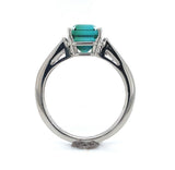 Platinum 2.30 Carat Green Genuine Natural Tourmaline and Diamond Ring (#J6510)