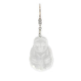 14k White Gold Chinese Export Carved Rock Crystal Quartz Drop Earrings (#7124)
