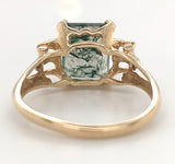 10k Yellow Gold 2.47ct Moss Genuine Natural Agate Ring Size 6 Jewelry (#J6787)