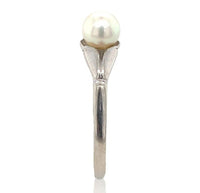 10k White Gold Ring with Small Cultured Pearl Size 6.25 Jewelry (#J6617)