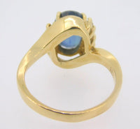 14K Gold Large 2.24ct Genuine Natural Sapphire and Diamond Ring (#J541)