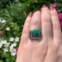 14k White Gold Custom Genuine Natural Opal Diamond Ring by Harry Roa (#J7309)