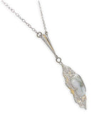 14k Gold Filigree 2.20 Carat Genuine Natural Gold Vein Quartz Pendant (#J7027)