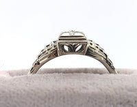 18k White Gold Filigree Genuine Natural Diamond Ring w/Pcd Chevron Design #J5946