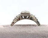 18k White Gold Filigree Genuine Natural Diamond Ring w/Pcd Chevron Design #J5946