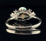 14k White Gold Genuine Natural Opal Ring with Diamonds and Sapphires (#J5948)