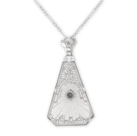 14k Gold Filigree Genuine Natural Rock Crystal Diamond Pendant Orig Chain #J6880