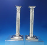 Beaded by Bigelow Kennard Sterling Silver Candlestick Pair #10 BC w/Wreath #6362