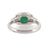 18k White Gold 2.27 Carat Genuine Natural Emerald Diamond Ring Size 6.5 (#J7010)
