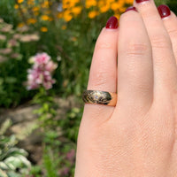14k Gold Hand Engraved Wide Genuine Natural Diamond Wedding Band 5.75 (#J6914)