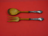 Lily by Frank Whiting Sterling Silver Salad Serving Set w/ wood 11"