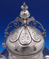 Medallion by Wood and Hughes 900 Coin Silver Coffee Pot Bright Cut 12 in (#7873)