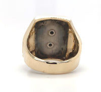 10k Yellow Gold Men's Double Warrior Gold Cameo Ring Black Enamel (#J6181)