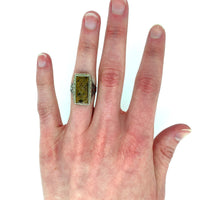 14k White Gold Filigree Genuine Natural Tiger's Eye Cameo Ring (#J4989)