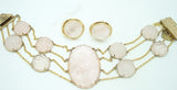 14k Yellow Gold Genuine Natural Rose Quartz Bracelet and Earring Set (#J2470)