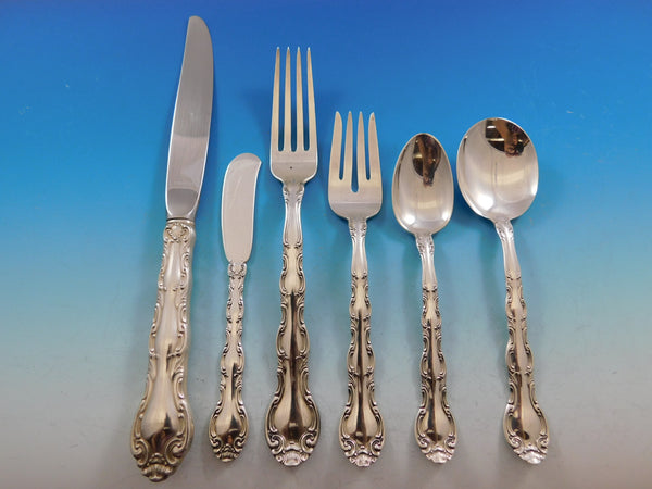 French Scroll by Alvin Sterling Silver Flatware Set Service 36 pieces Dinner