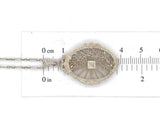 14k Gold Genuine Rock Crystal Quartz Diamond Pendant w/ Filigree Overlay #J6656