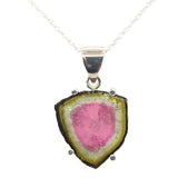 Sterling 10.50ct Watermelon Genuine Natural Tourmaline Crystal Pendant (#J6171)