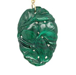 14k Gold Genuine Natural Malachite 8mm Bead Strand and Carved Enhancer (#J5499)