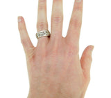 14k White Gold Carved Wide Eternity Band with Genuine Natural Diamonds (#J2260)