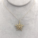 Victorian 14k Yellow Gold Starburst Brooch Pin with Seed Pearls and Chain #J6737