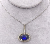 14k Gold Genuine Natural Black Opal and Diamond Pendant with GIA Report (#J6594)