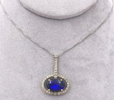 14k Gold Genuine Natural Black Opal and Diamond Pendant with GIA Report (#J6594)