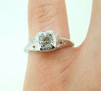 18k White Gold Filigree .66ct Genuine Natural Diamond Ring Love Birds (#J5097)