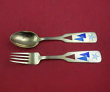 Christmas by A. Michelsen Sterling Silver Fork and Spoon Set 2pc 1954 Cornets