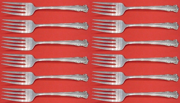 English Shell by Lunt Sterling Silver Salad Fork Set 12 pieces 6 1/4"