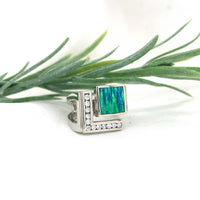 14k White Gold Custom Genuine Natural Opal Diamond Ring by Harry Roa (#J7309)